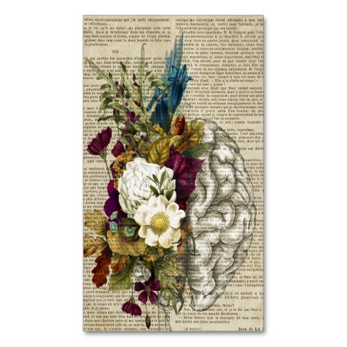 medical floral brain anatomy poster business card magnet