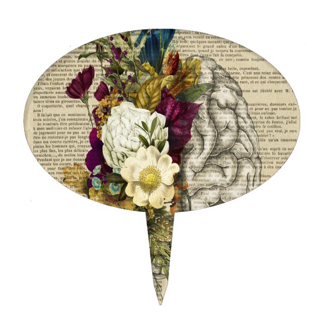 medical floral brain anatomy poster cake topper (Front)