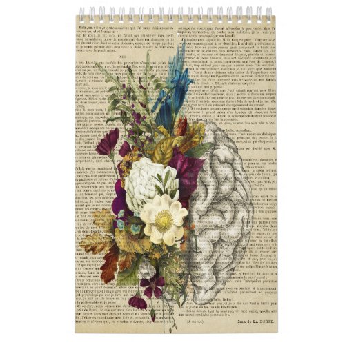 medical floral brain anatomy poster calendar