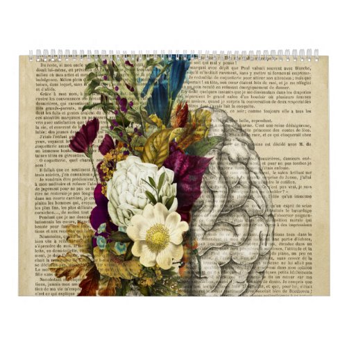 medical floral brain anatomy poster calendar