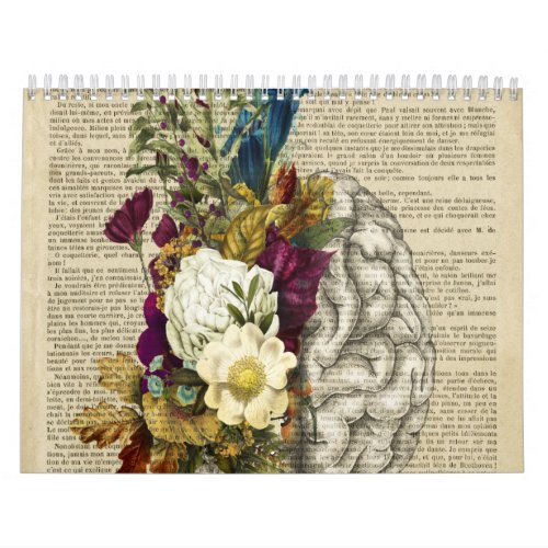 medical floral brain anatomy poster calendar