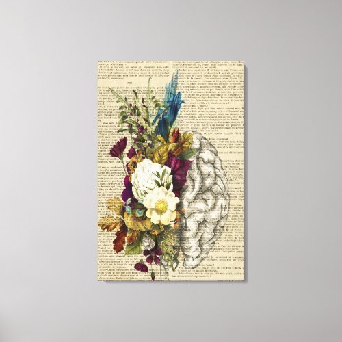 medical floral brain anatomy poster canvas print