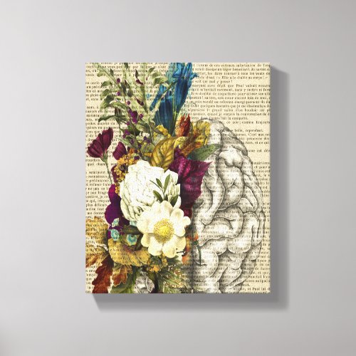 medical floral brain anatomy poster canvas print