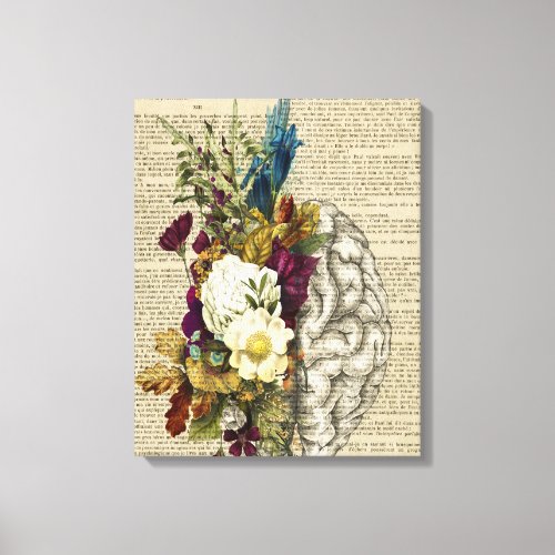 medical floral brain anatomy poster canvas print