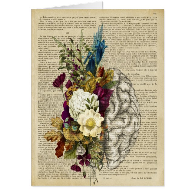 medical floral brain anatomy poster card (Front)