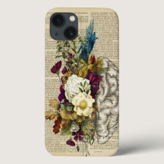 medical floral brain anatomy poster iPhone 13 case