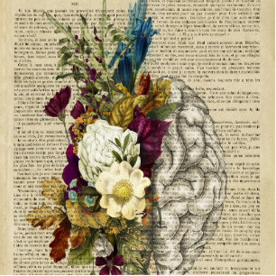 medical floral brain anatomy poster cutout