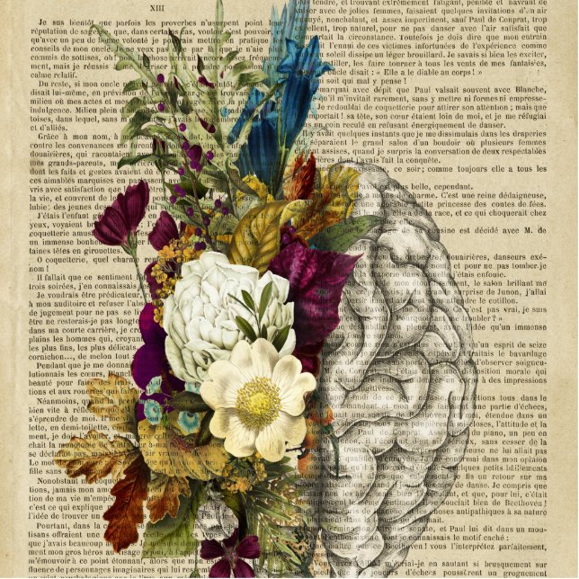 medical floral brain anatomy poster cutout (Front)