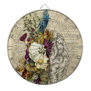 medical floral brain anatomy poster dart board