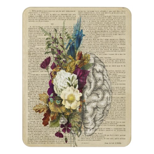 medical floral brain anatomy poster door sign