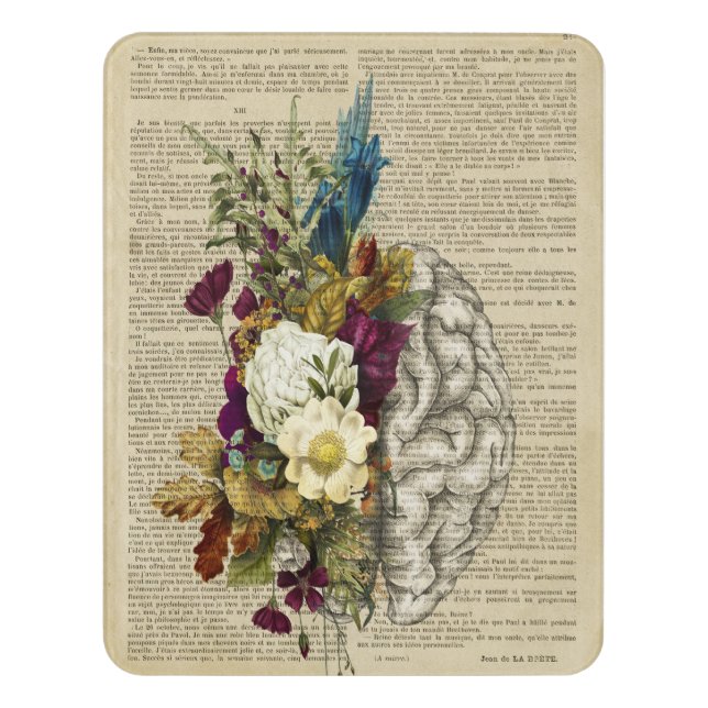 medical floral brain anatomy poster door sign (Contemporary Vert)