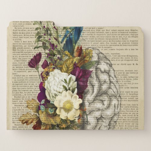 medical floral brain anatomy poster file folder