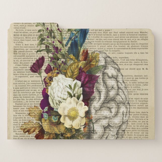 medical floral brain anatomy poster file folder (Front Left)