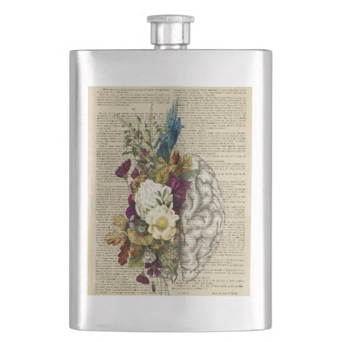 medical floral brain anatomy poster flask