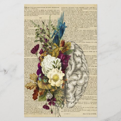 medical floral brain anatomy poster flyer