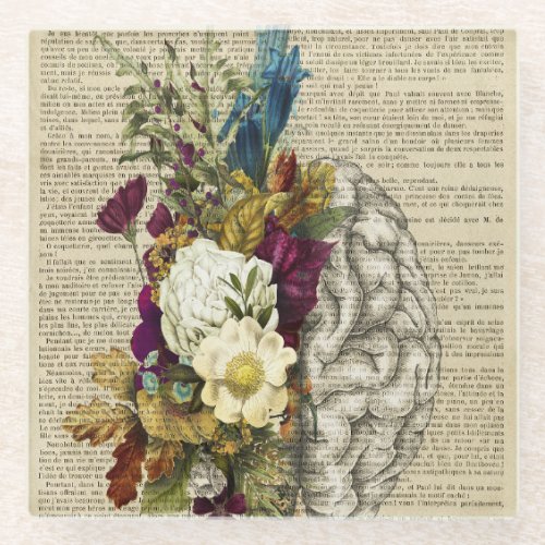medical floral brain anatomy poster glass coaster