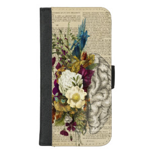 medical floral brain anatomy poster iPhone 8/7 plus wallet case