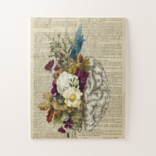 medical floral brain anatomy poster jigsaw puzzle