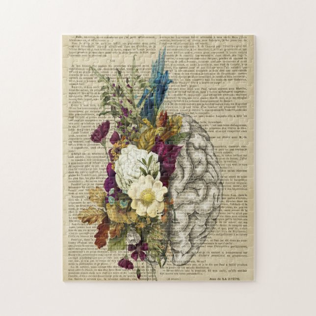 medical floral brain anatomy poster jigsaw puzzle (Vertical)