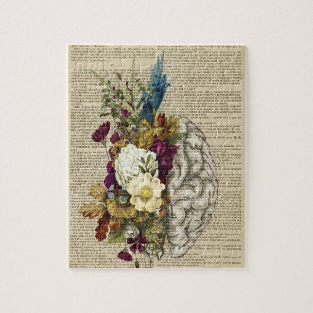 medical floral brain anatomy poster jigsaw puzzle (Vertical)