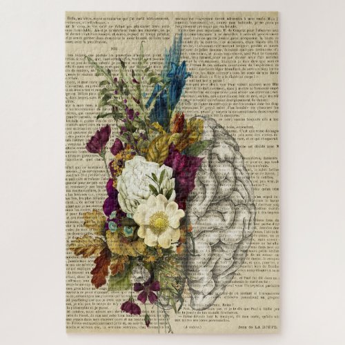 medical floral brain anatomy poster jigsaw puzzle