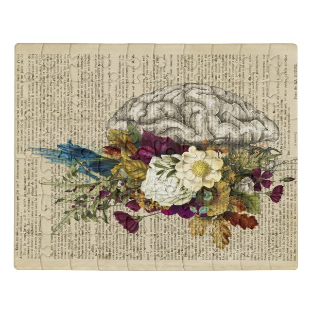 medical floral brain anatomy poster jigsaw puzzle (Puzzle Horizontal)