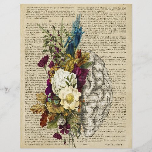 medical floral brain anatomy poster letterhead