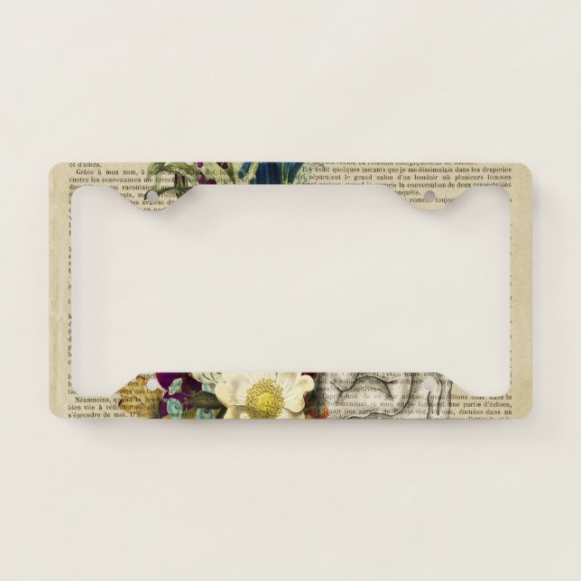 medical floral brain anatomy poster license plate frame (Front)