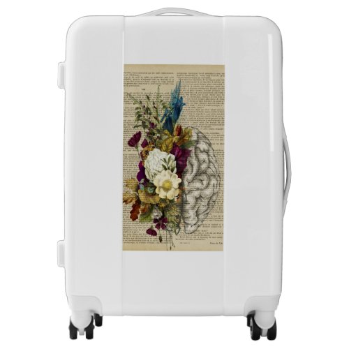 medical floral brain anatomy poster luggage