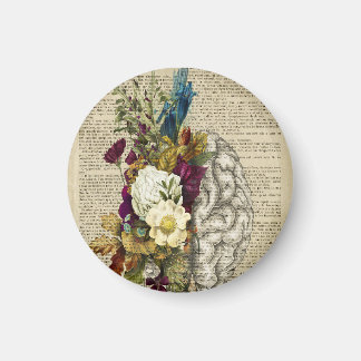 medical floral brain anatomy poster magnet