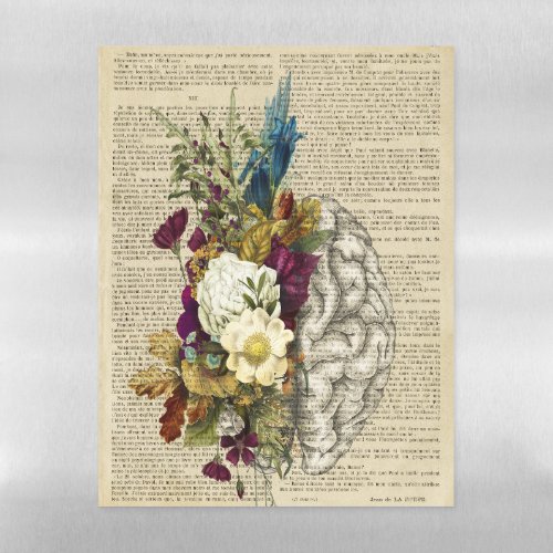 medical floral brain anatomy poster magnetic dry erase sheet