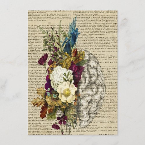 medical floral brain anatomy poster menu