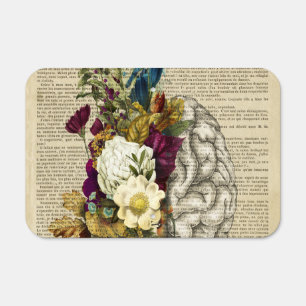 medical floral brain anatomy poster metal sign