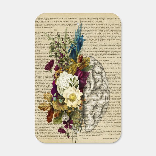 medical floral brain anatomy poster metal sign (Front)