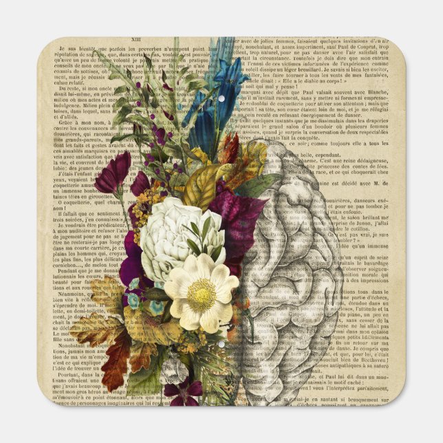 medical floral brain anatomy poster metal sign (Front)