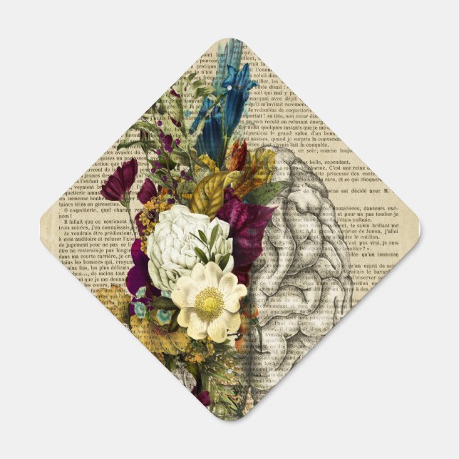 medical floral brain anatomy poster metal sign (Front)