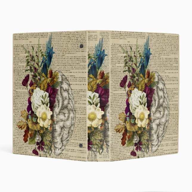 medical floral brain anatomy poster mini binder (Background)