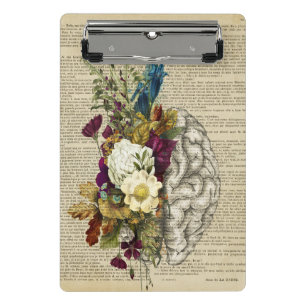 medical floral brain anatomy poster mini clipboard