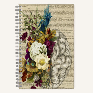 medical floral brain anatomy poster notebook