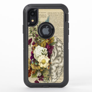 medical floral brain anatomy poster OtterBox defender iPhone XR case