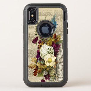 medical floral brain anatomy poster OtterBox defender iPhone x case