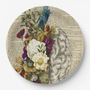 medical floral brain anatomy poster paper plates