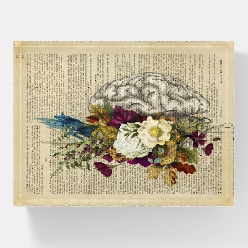 medical floral brain anatomy poster paperweight