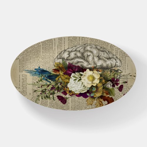 medical floral brain anatomy poster paperweight