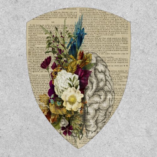 medical floral brain anatomy poster patch