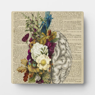 medical floral brain anatomy poster plaque