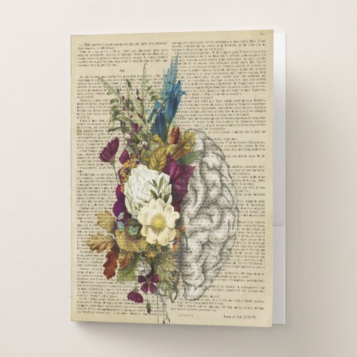 medical floral brain anatomy poster pocket folder
