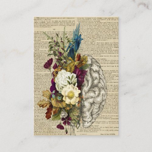 medical floral brain anatomy poster referral card