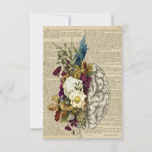 medical floral brain anatomy poster RSVP card