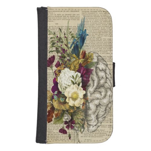 medical floral brain anatomy poster galaxy s4 wallet case